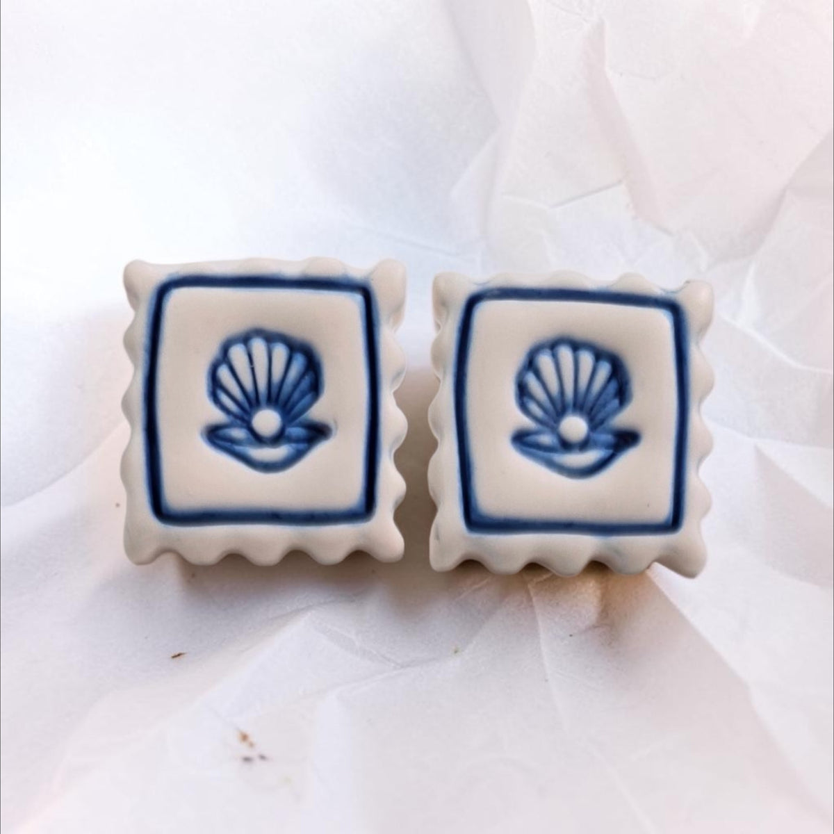 Seashell Stamp Stud Earrings
