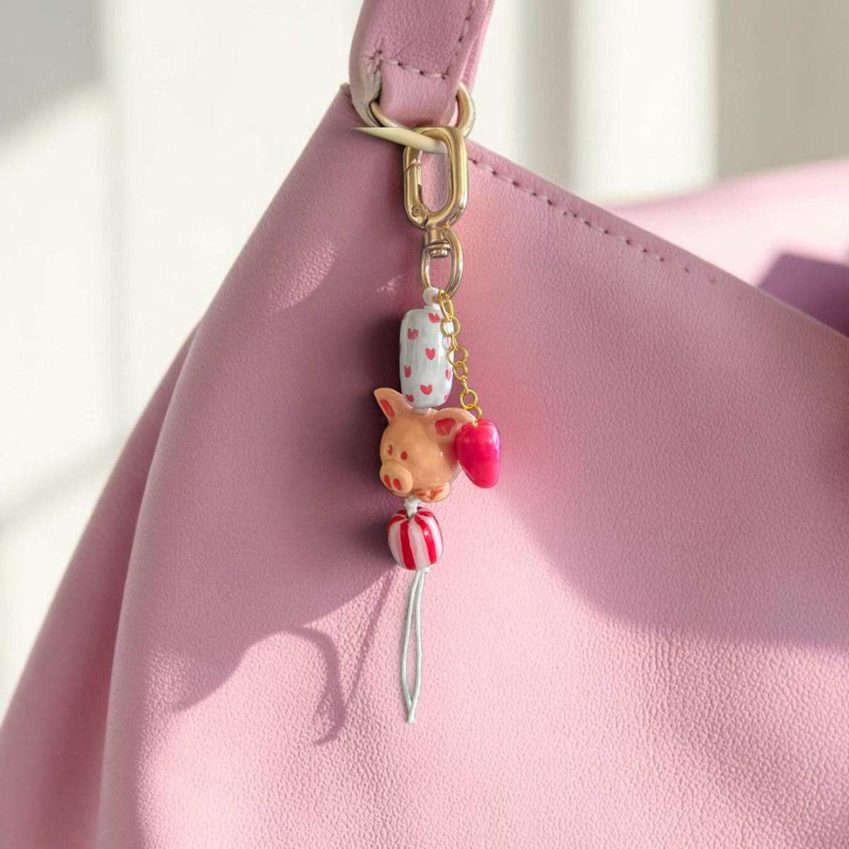 Purse/ Keys accessory with a little pig