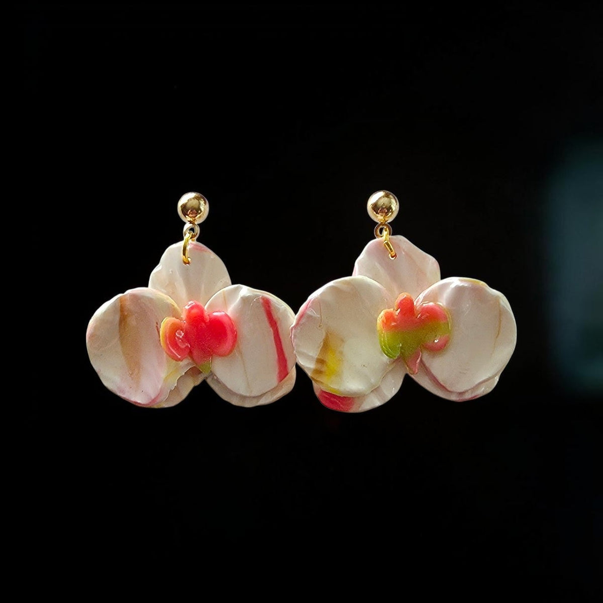 White Orchid Drop Earrings