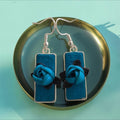 Teal Rectangle Rose Earrings