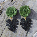 Emerald Jungle Leaf Drop Earrings