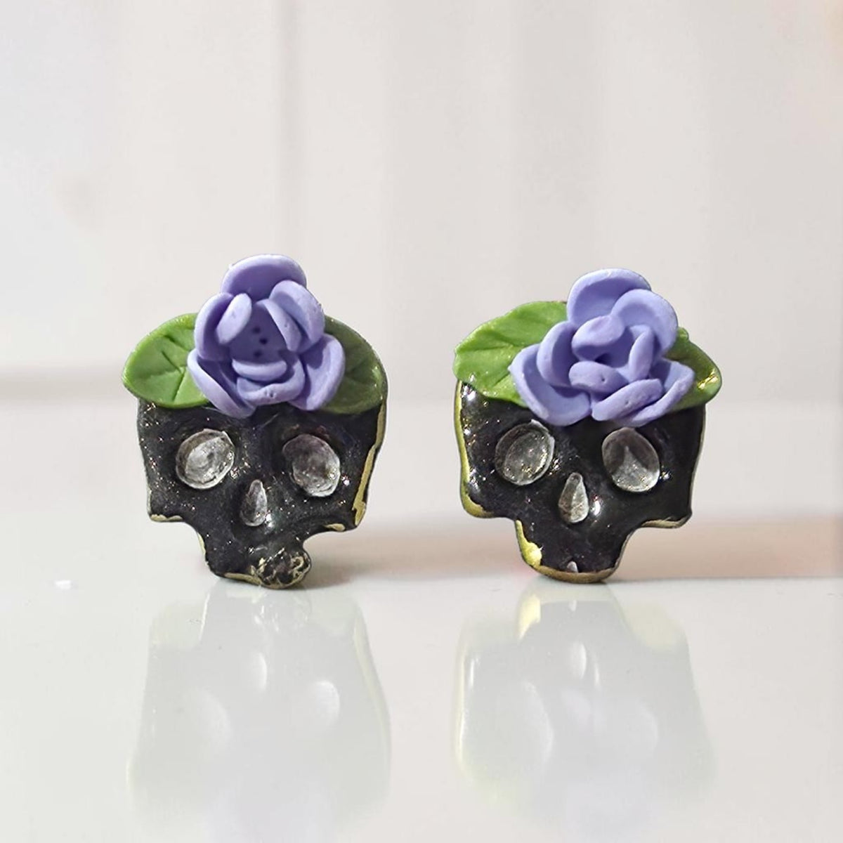 Violet Rose Sugar Skull Studs