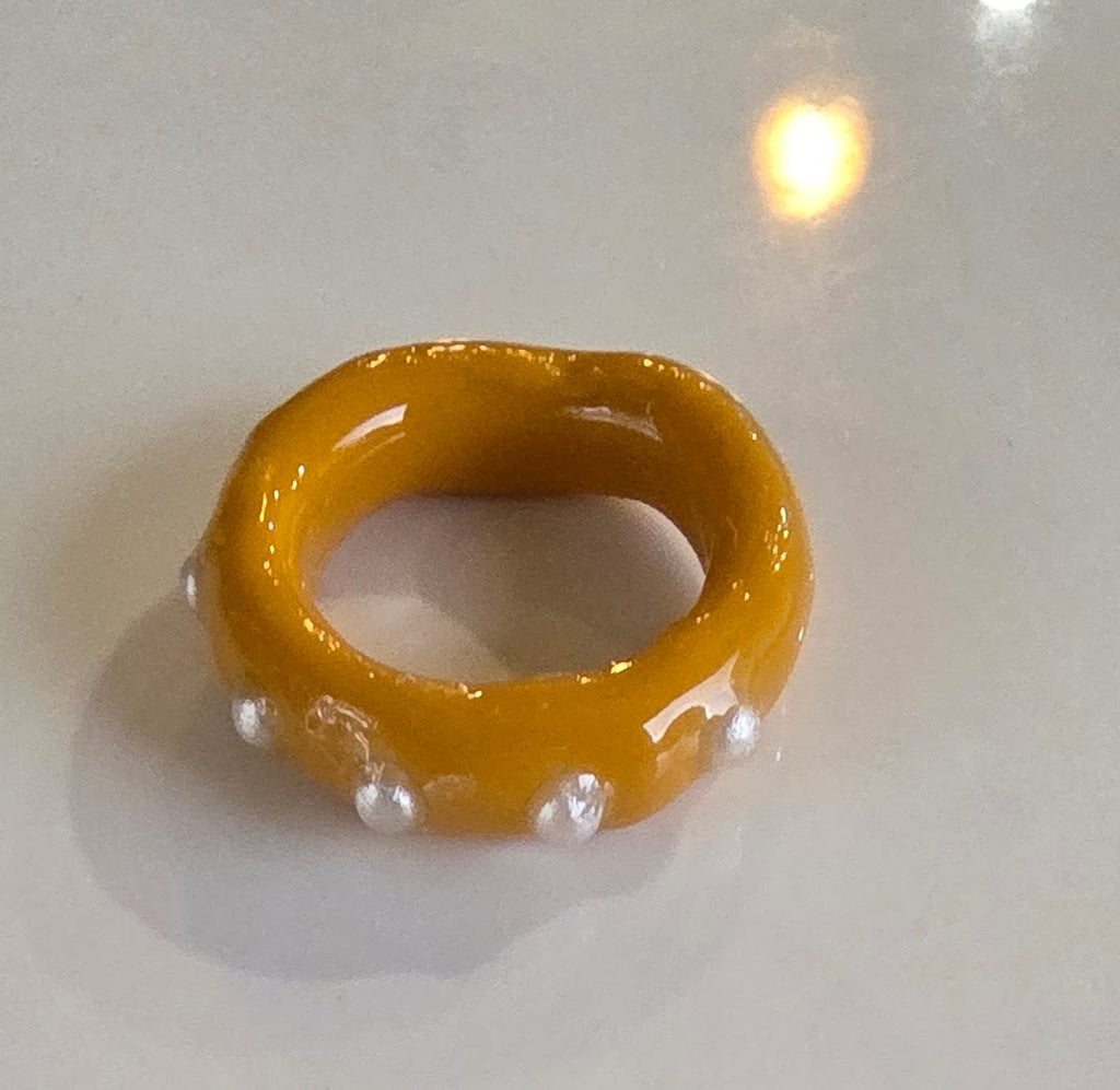 Mustard Pearl Ring Size 5