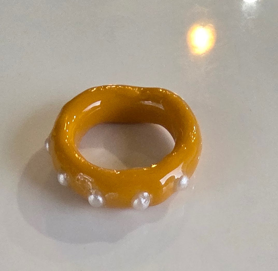 Mustard Pearl Ring Size 5