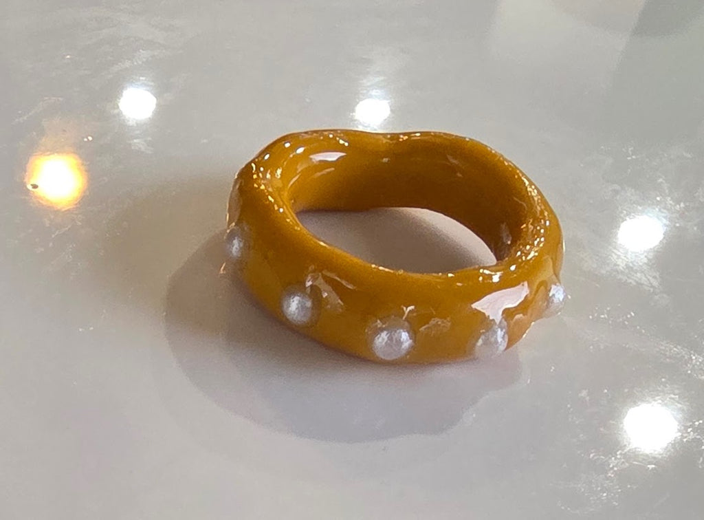 Mustard Pearl Ring Size 5