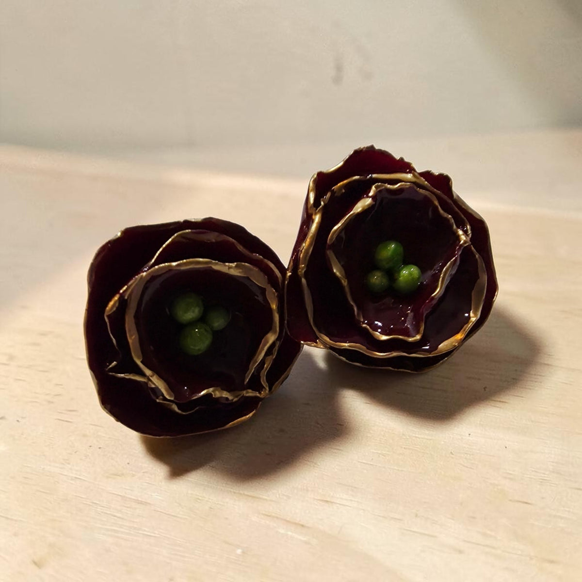 Bordeaux Rose Garden Stud Earrings
